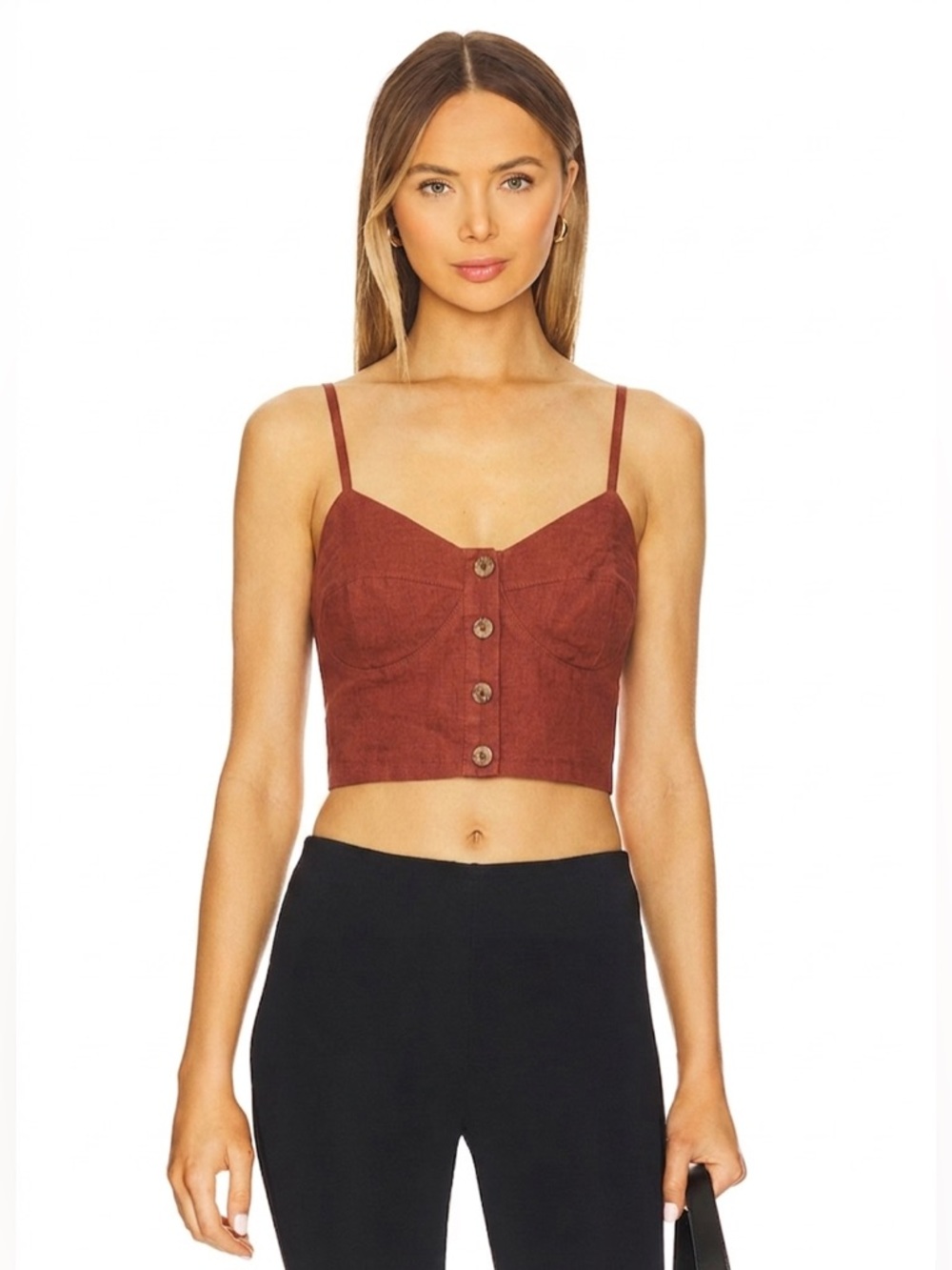 VINTAGE SUE WONG Crop Top in Rust Size Large